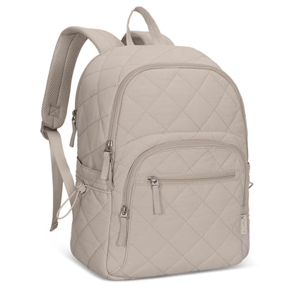 Quilted Travel Laptop Backpack Lightweight Puffer Style 16 Inch Laptop Compatible Casual Daypack Personal Item Bag