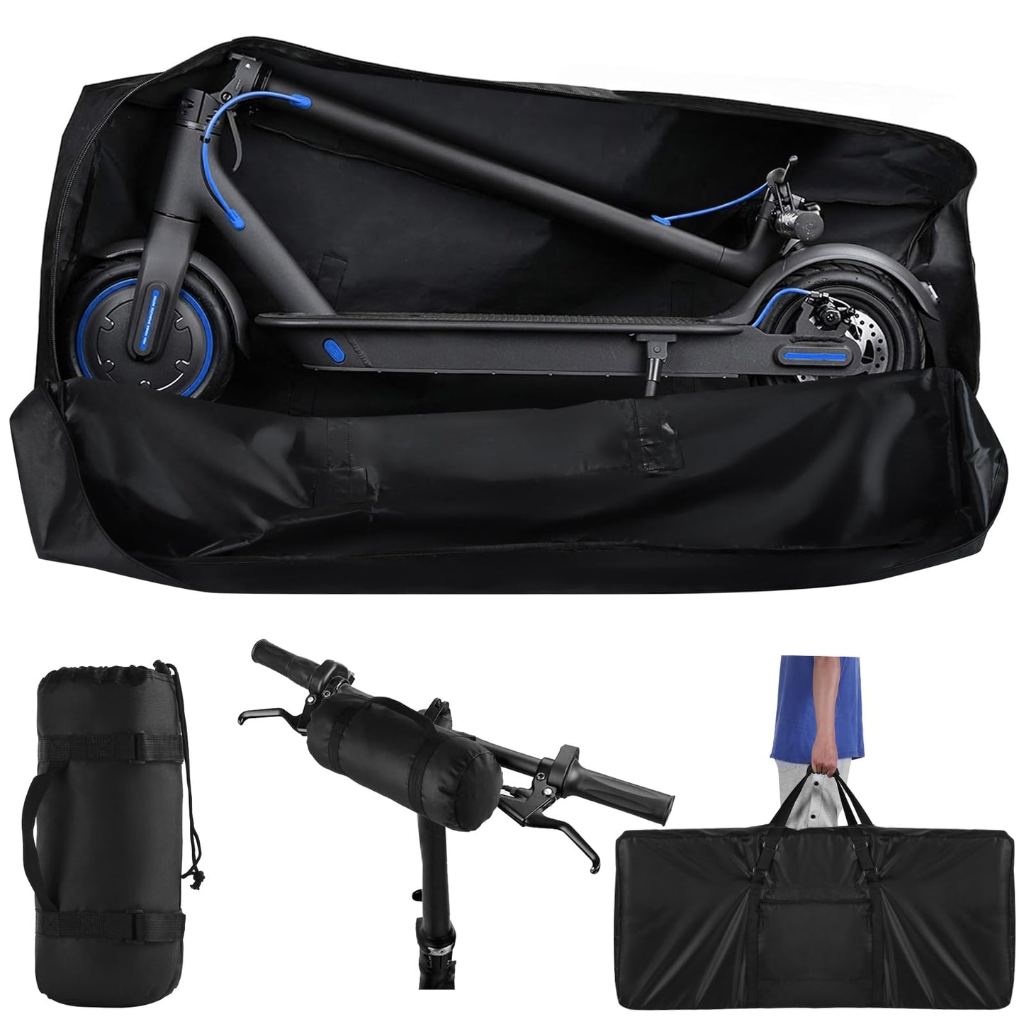 Heavy Duty Electric Scooter Storage Carry Bag 840D Waterproof Padded Strap Double Zipper Universal Scooter Transport Bag