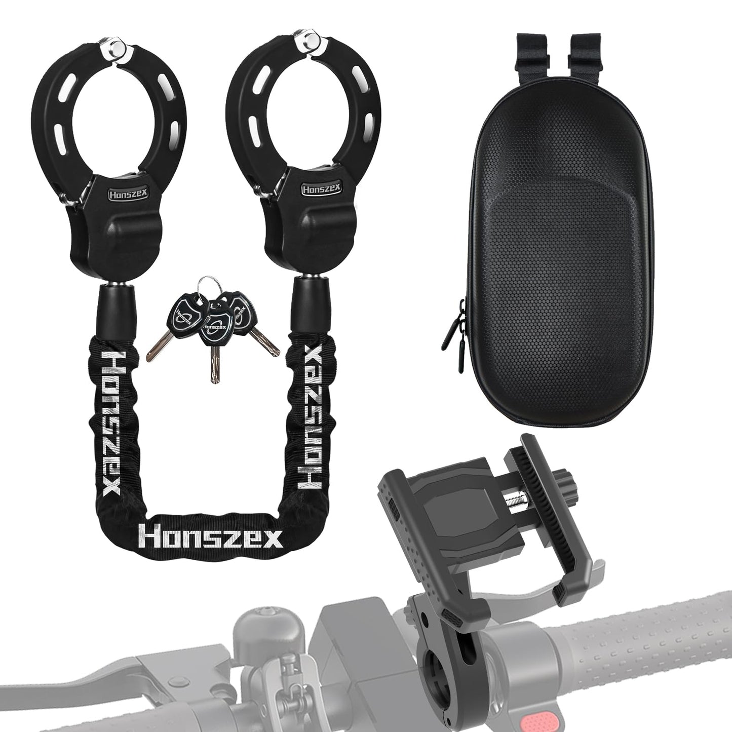 Heavy Duty Anti Theft Handcuff Chain Lock Waterproof Security Lock with Key for Electric Scooter Bike E Bike Motorcycle