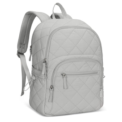Quilted Travel Laptop Backpack Lightweight Puffer Style 16 Inch Laptop Compatible Casual Daypack Personal Item Bag