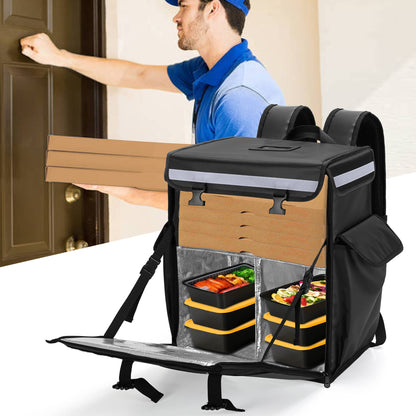 Insulated Food Delivery Backpack Waterproof Top Front Loading Multi Compartment Thermal Courier Bag Bike Delivery Compact Heavy Duty
