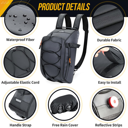 Waterproof Bike Rear Rack Bag 7L Reflective Bicycle Trunk Pannier Storage Saddle Carrier Compact Cycling Outdoor Travel