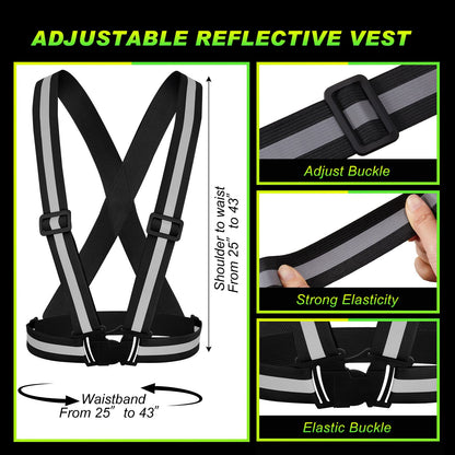 High Visibility Reflective Safety Vest Adjustable Lightweight Reflector Straps Construction Running Safety Gear Unisex Vest