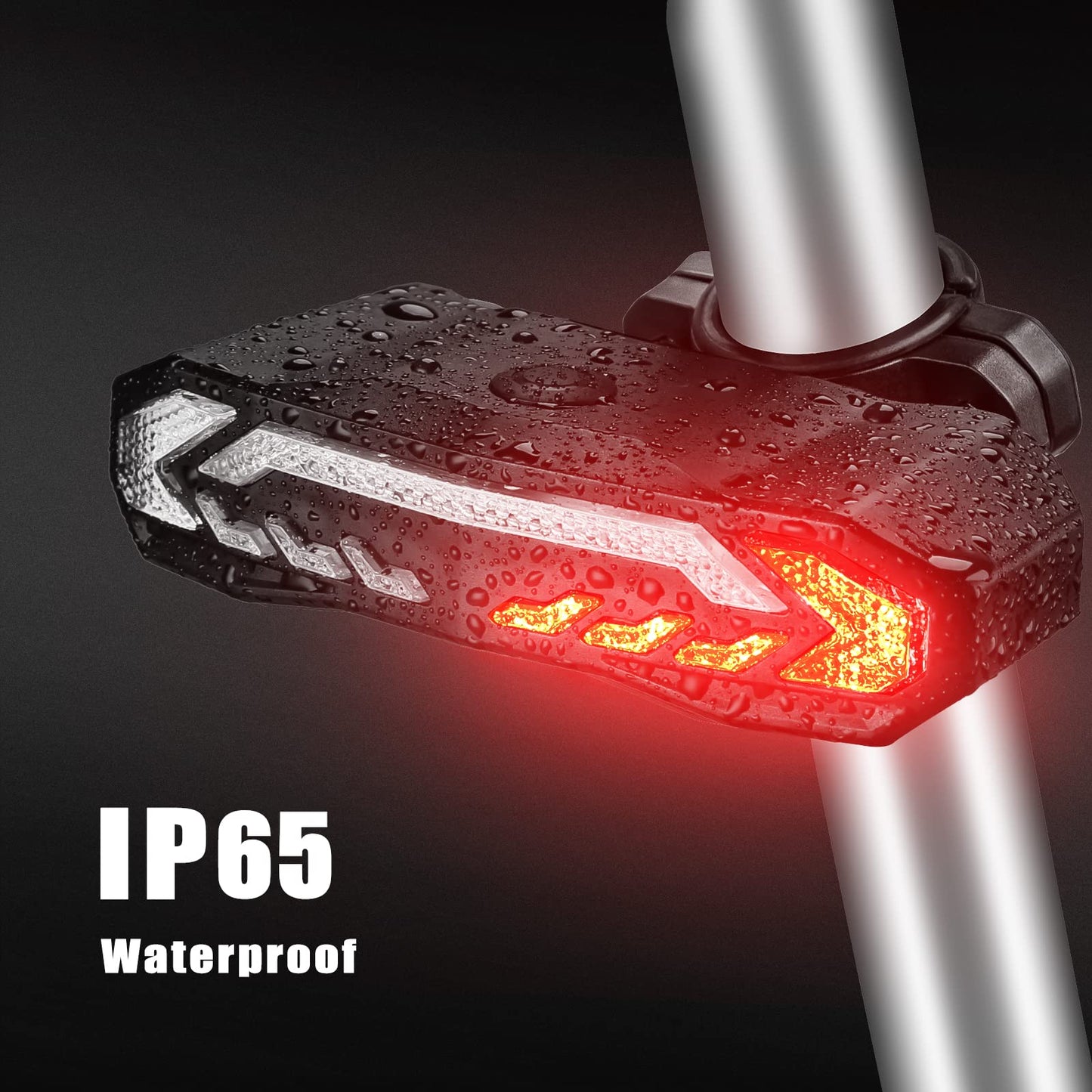 Smart Bike Rear Tail Light Turn Signal Brake Light Alarm Horn Remote Control USB Rechargeable Waterproof Bicycle Safety Light Auto On Off