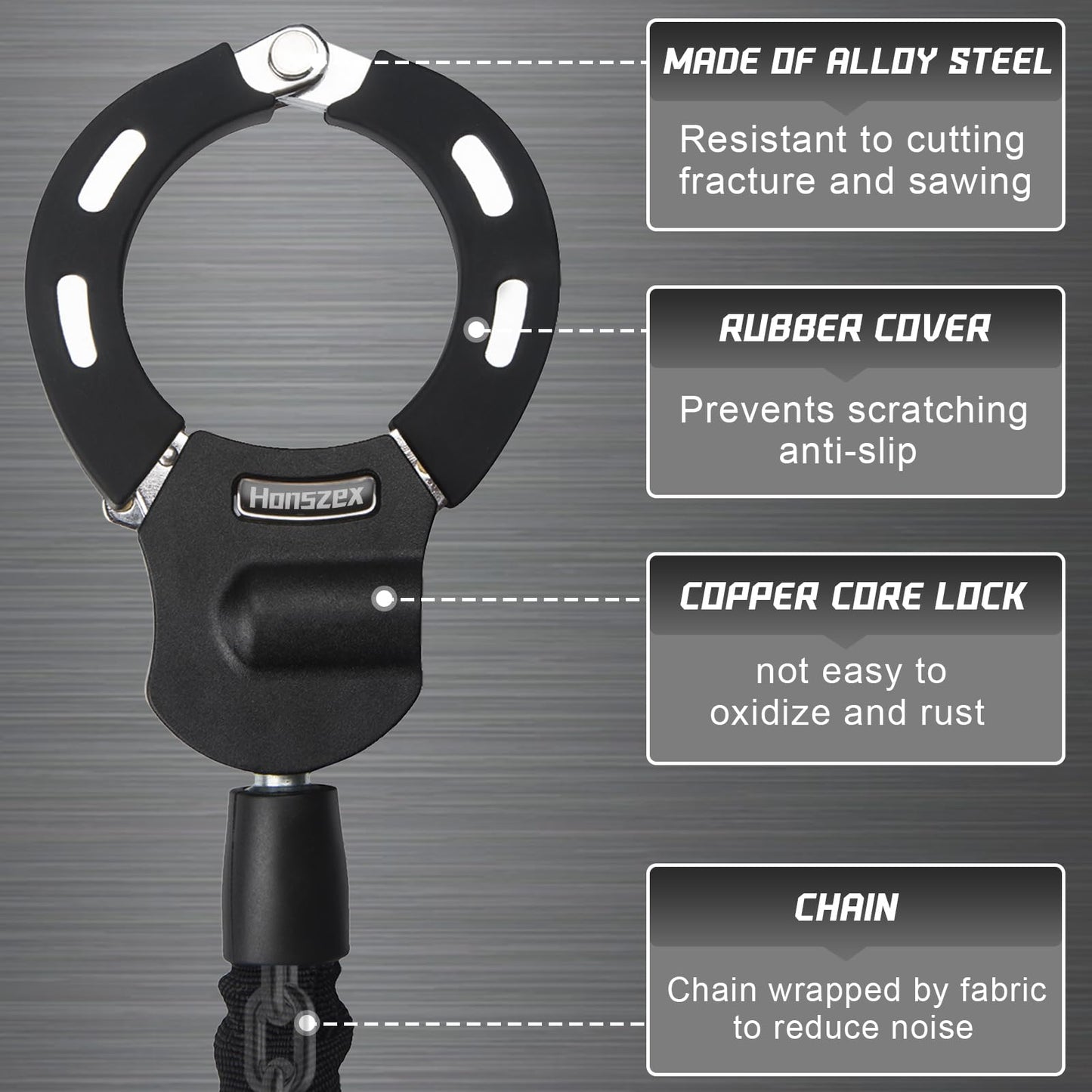 Heavy Duty Anti Theft Handcuff Chain Lock Waterproof Security Lock with Key for Electric Scooter Bike E Bike Motorcycle