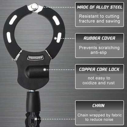 Heavy Duty Anti Theft Handcuff Chain Lock Waterproof Security Lock with Key for Electric Scooter Bike E Bike Motorcycle