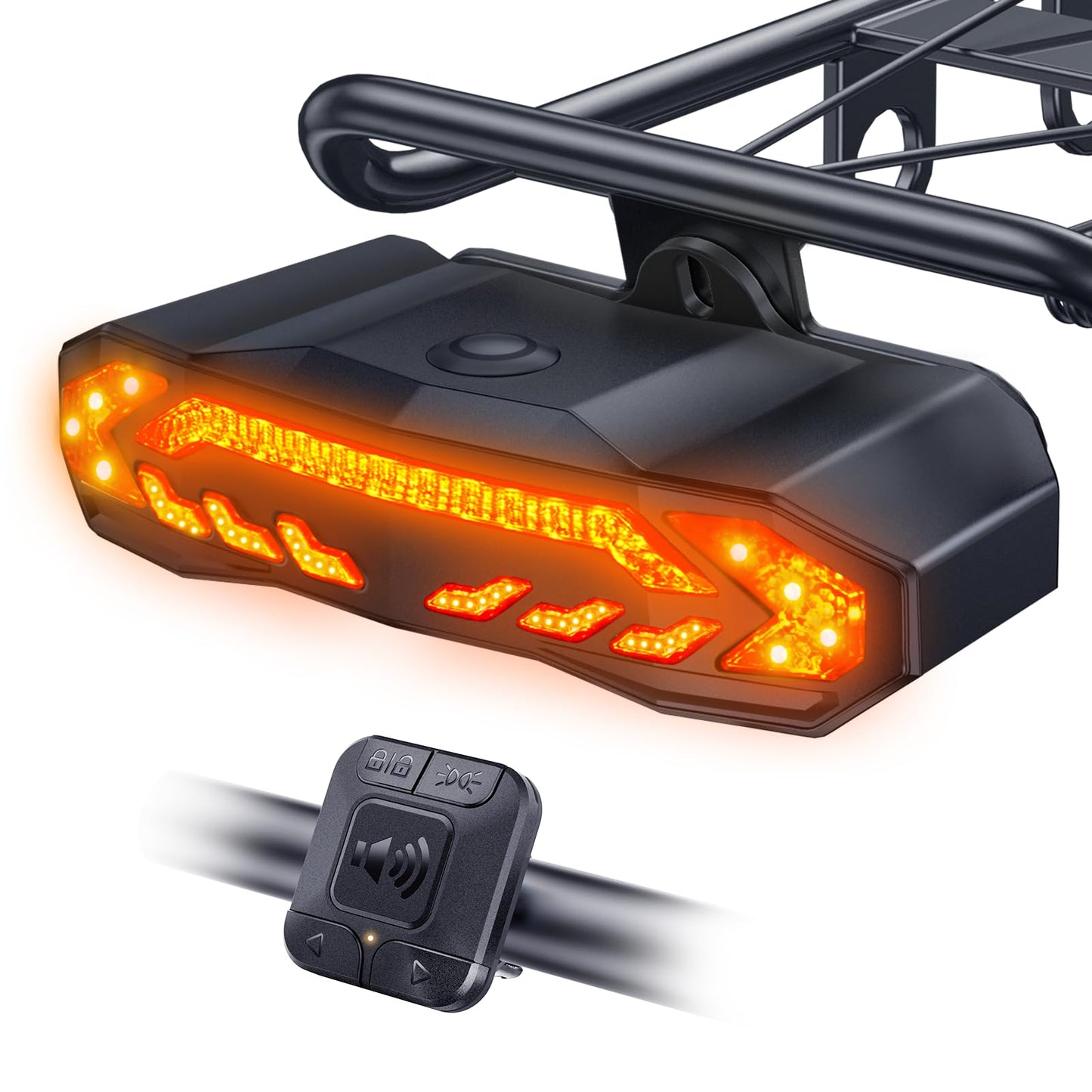 Smart Bike Tail Light Turn Signal Alarm Horn Remote Control Rechargeable Auto Sensing Bicycle Safety Rear Light Compact Waterproof