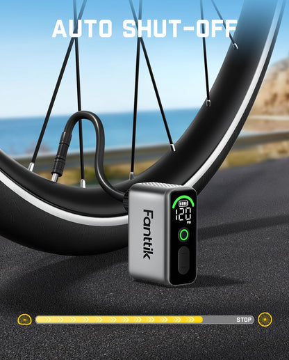Compact Electric Mini Bike Pump 120PSI Fast Inflate Auto Stop Presta Schrader Valve Lightweight Portable Tire Inflator Road MTB E Bike
