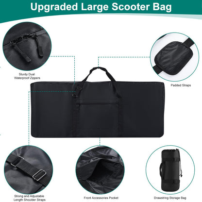 Heavy Duty Electric Scooter Storage Carry Bag 840D Waterproof Padded Strap Double Zipper Universal Scooter Transport Bag