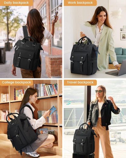 Laptop Backpack for Women Work Travel Commuter College School Bag Lightweight Multi Pocket Casual Daypack Fits Daily Essentials