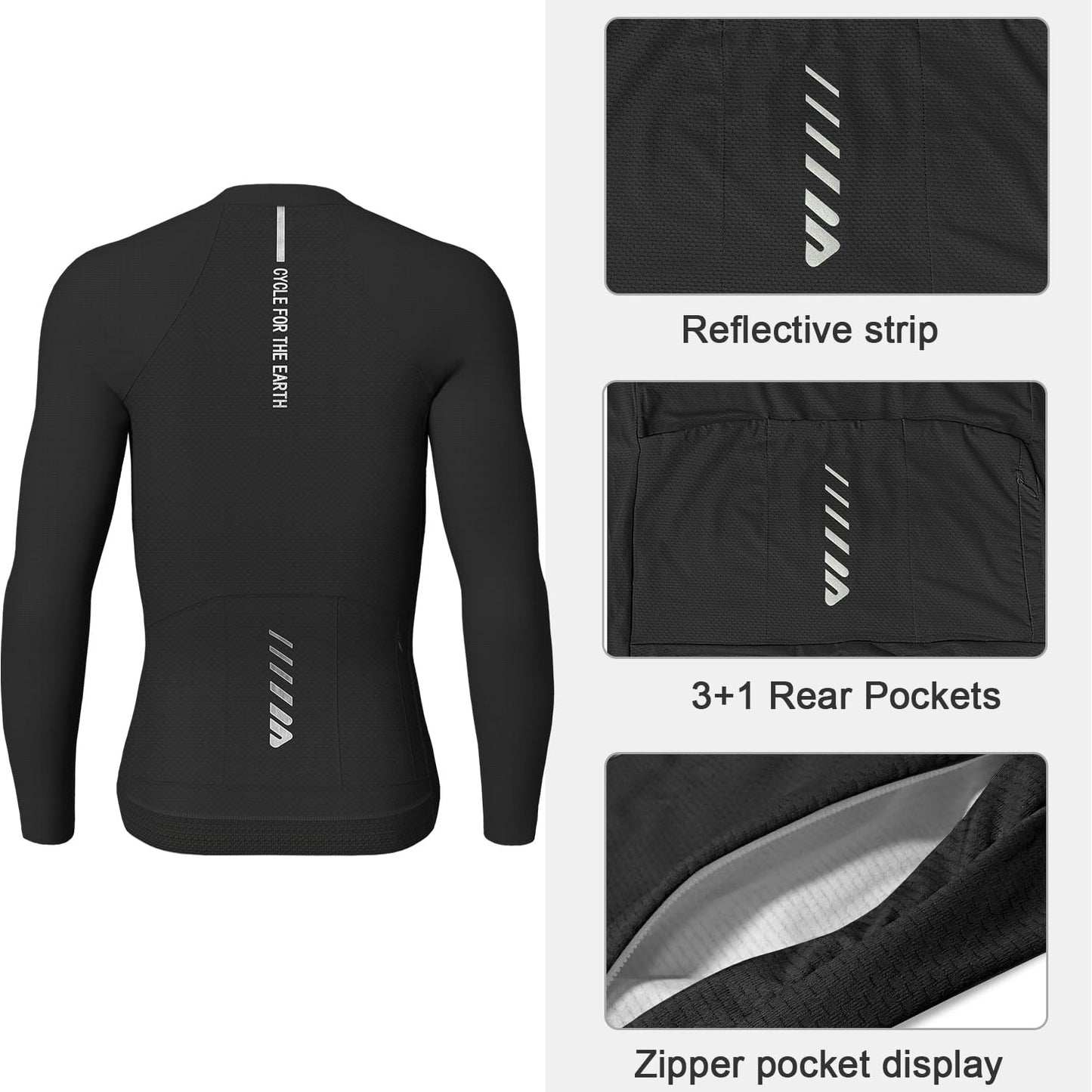 Men’s Cycling Jersey Short Sleeve Full Zipper Breathable Quick Dry Rear Pockets Road Bike Performance Shirt