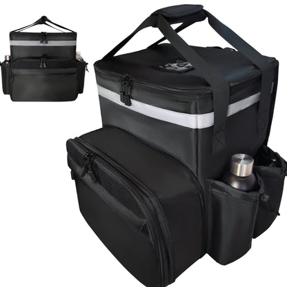 Insulated Expandable Food Delivery Backpack Commercial Grade 1680D Fabric Customizable Branding Velcro Panel Bike Courier Thermal Delivery Bag