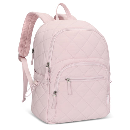Quilted Travel Laptop Backpack Lightweight Puffer Style 16 Inch Laptop Compatible Casual Daypack Personal Item Bag