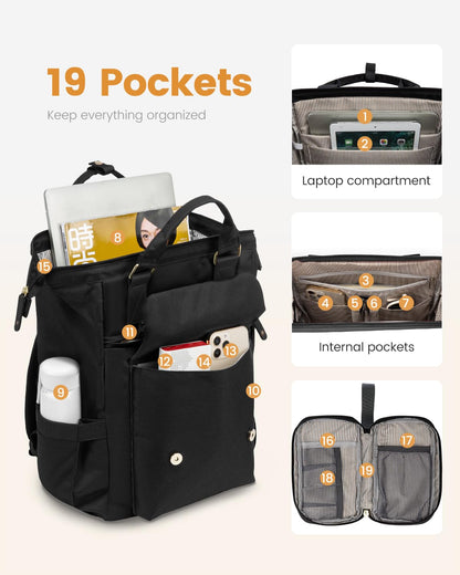 Laptop Backpack for Women Work Travel Commuter College School Bag Lightweight Multi Pocket Casual Daypack Fits Daily Essentials