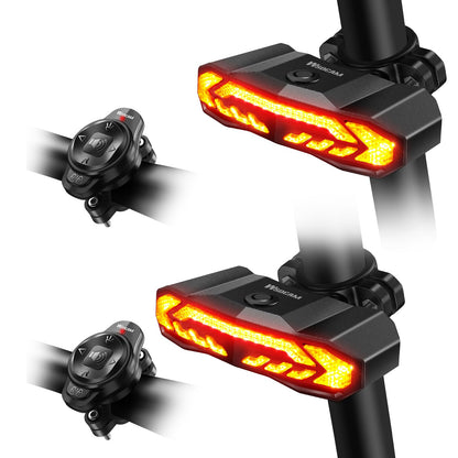 Smart Bike Rear Rack Tail Light Turn Signal Brake Light Wireless Horn Alarm USB C Rechargeable Auto On Off Bicycle Safety Light