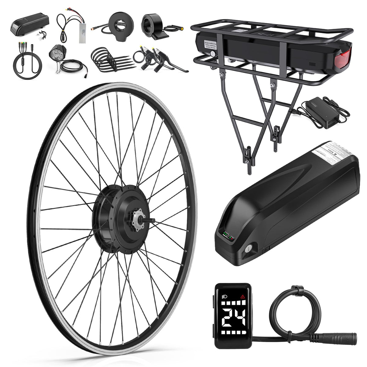 Front Hub Electric Bike Conversion Kit 48V 500W 20–29 Inch Compatible Dual Mode Controller LCD Display Optional Battery System