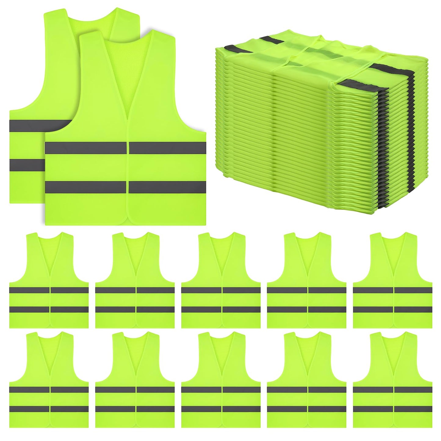 High Visibility Reflective Safety Vest 30 Pack Mesh Neon Green Work