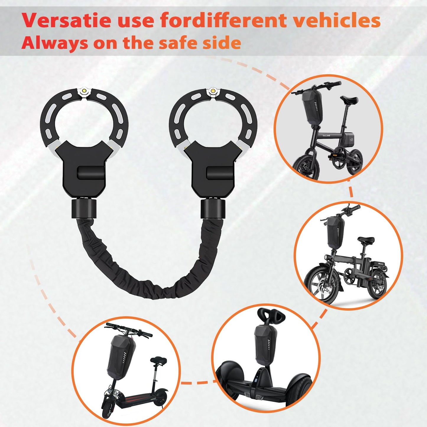 Heavy Duty Anti Theft Bike Chain Lock with Alarm Waterproof Security Lock for E Scooter Bicycle Motorcycle 37 Inch Portable Lock Bag