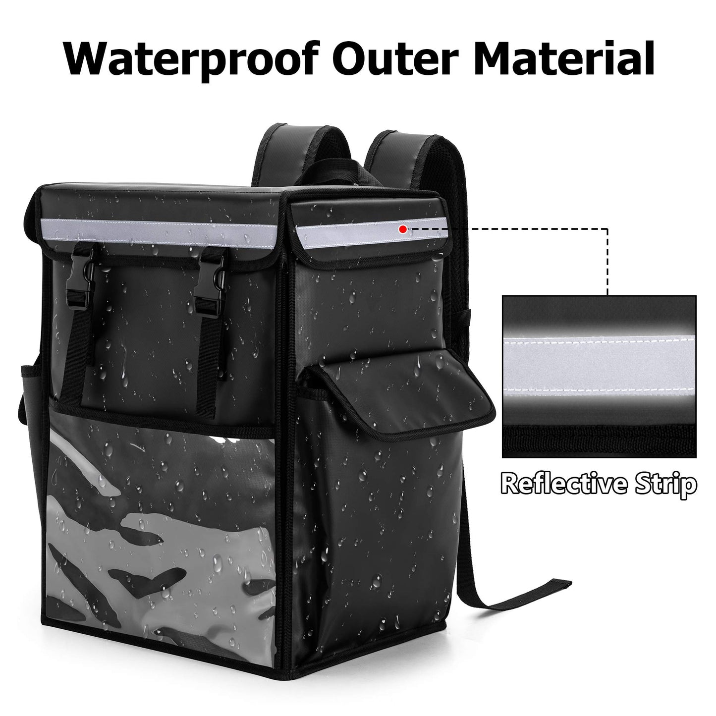 Insulated Food Delivery Backpack Waterproof Top Front Loading Multi Compartment Thermal Courier Bag Bike Delivery Compact Heavy Duty