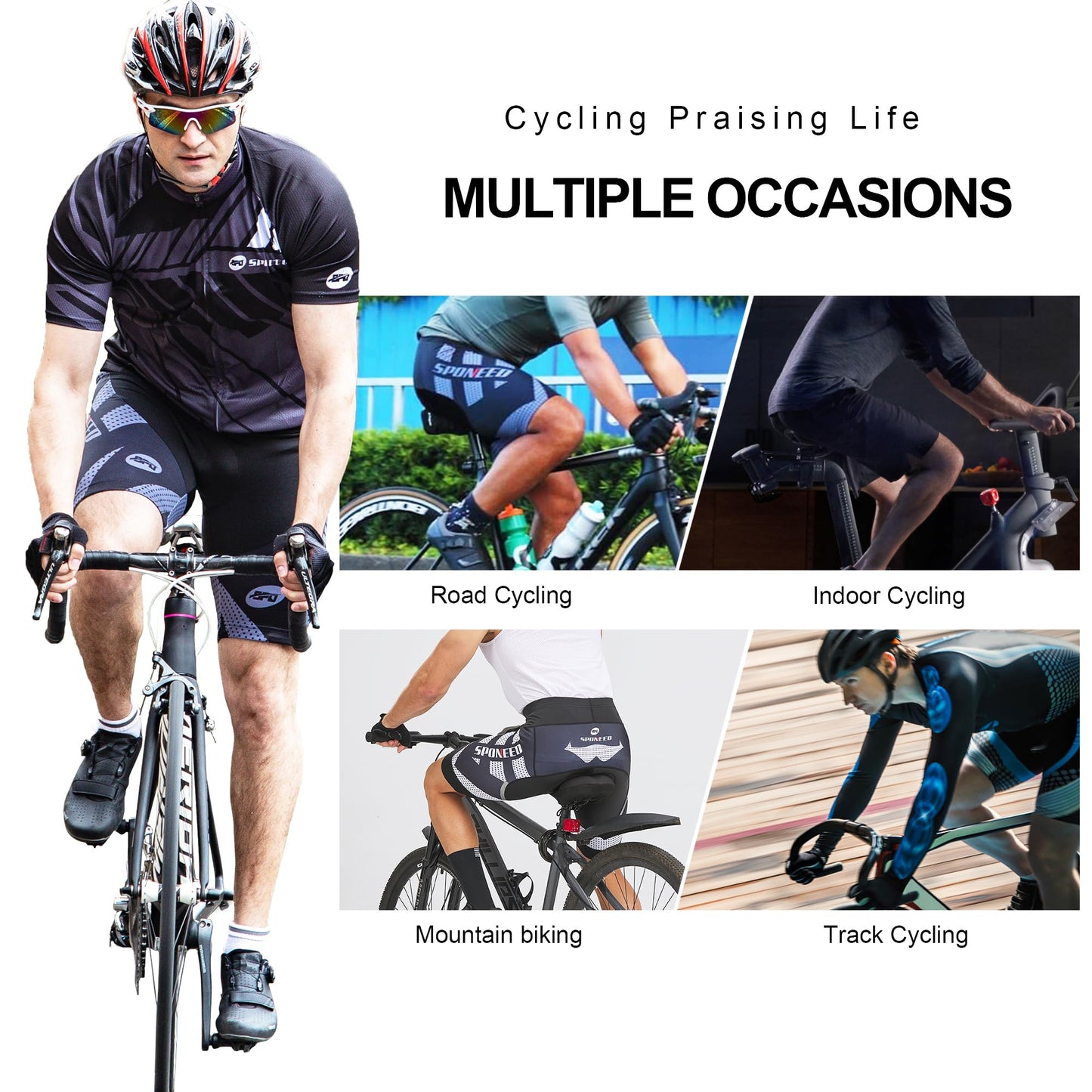 Men’s Padded Cycling Shorts Bicycle Riding Tights Breathable Ergonomic Fit Performance Bike Wear