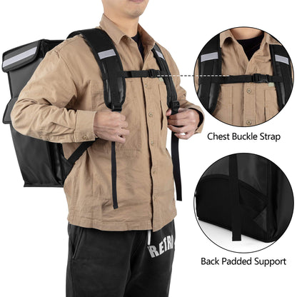 Insulated Food Delivery Backpack Waterproof Top Front Loading Multi Compartment Thermal Courier Bag Bike Delivery Compact Heavy Duty