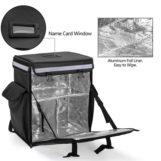 Insulated Food Delivery Backpack Waterproof Top Front Loading Multi Compartment Thermal Courier Bag Bike Delivery Compact Heavy Duty