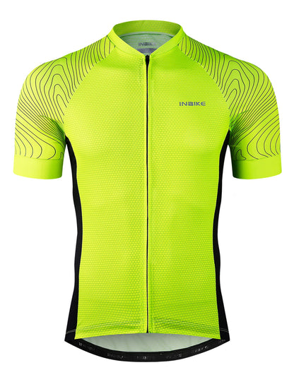 Men’s Cycling Jersey Moisture Wicking Quick Dry Short Sleeve Reflective 3 Rear Pockets Performance Bike Shirt