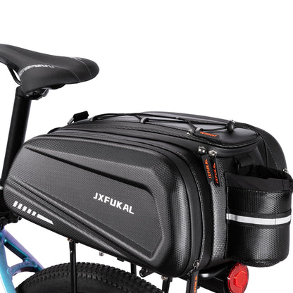 Waterproof Bike Rear Rack Bag Hard Shell Expandable Bicycle Trunk Pannier with Rain Cover Shoulder Strap Reflective Commuter Storage Bag