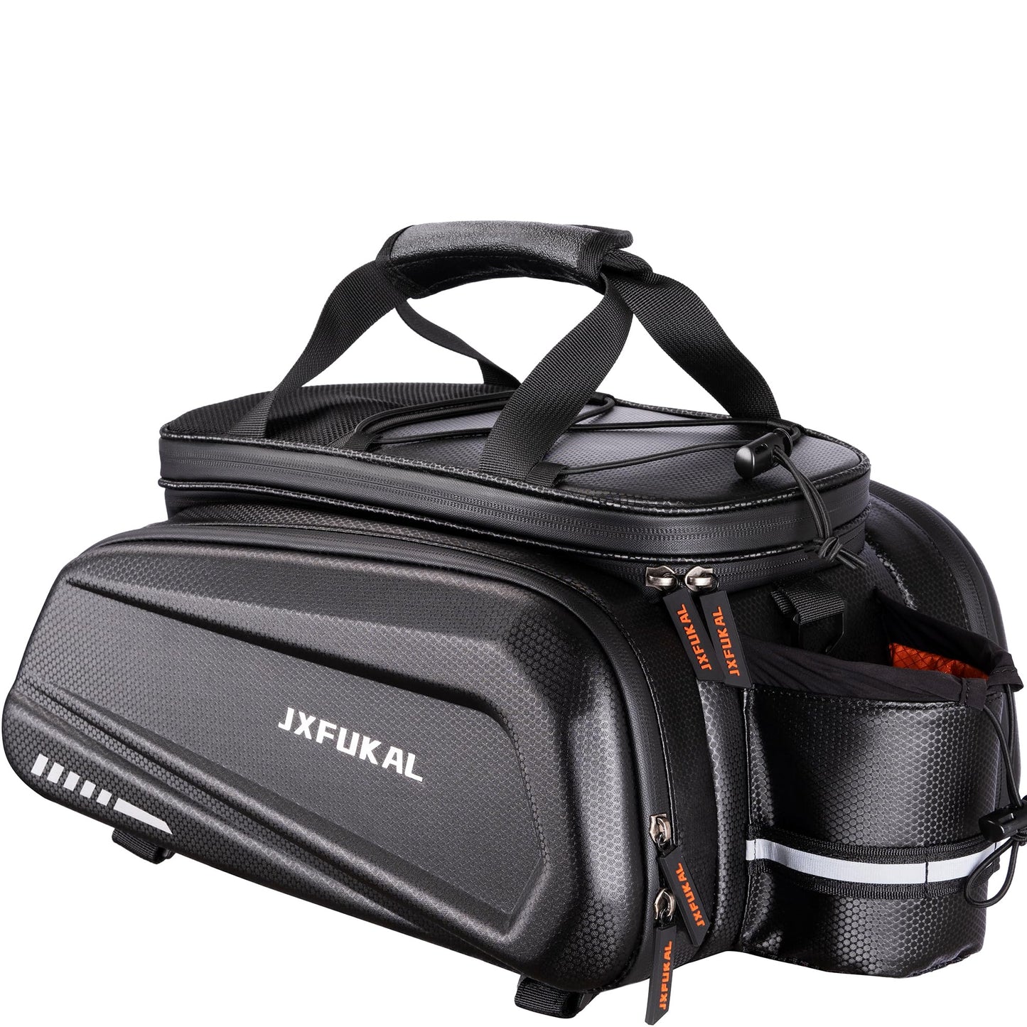 Waterproof Bike Rear Rack Bag Hard Shell Expandable Bicycle Trunk Pannier with Rain Cover Shoulder Strap Reflective Commuter Storage Bag