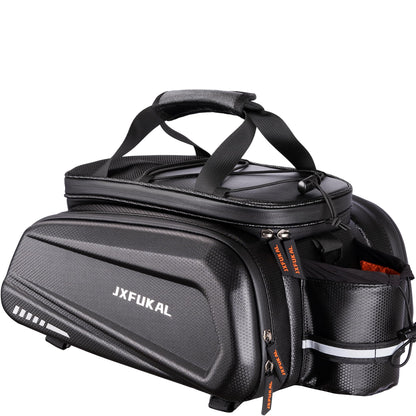 Waterproof Bike Rear Rack Bag Hard Shell Expandable Bicycle Trunk Pannier with Rain Cover Shoulder Strap Reflective Commuter Storage Bag