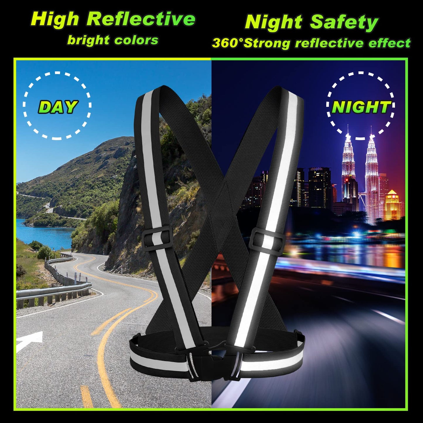 High Visibility Reflective Safety Vest Adjustable Lightweight Reflector Straps Construction Running Safety Gear Unisex Vest