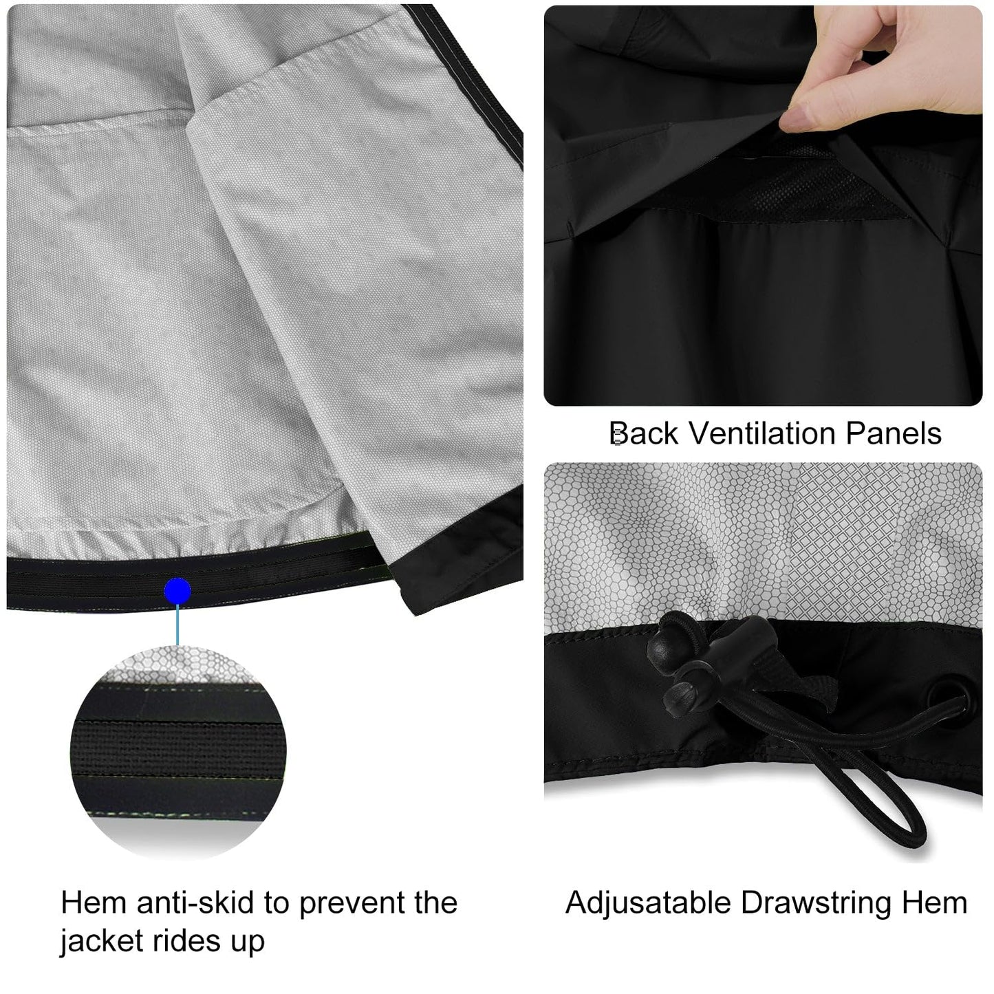 Men’s Waterproof Lightweight Packable Rain Jacket Windbreaker Hooded Reflective Cycling Running Hiking Outdoor Gear