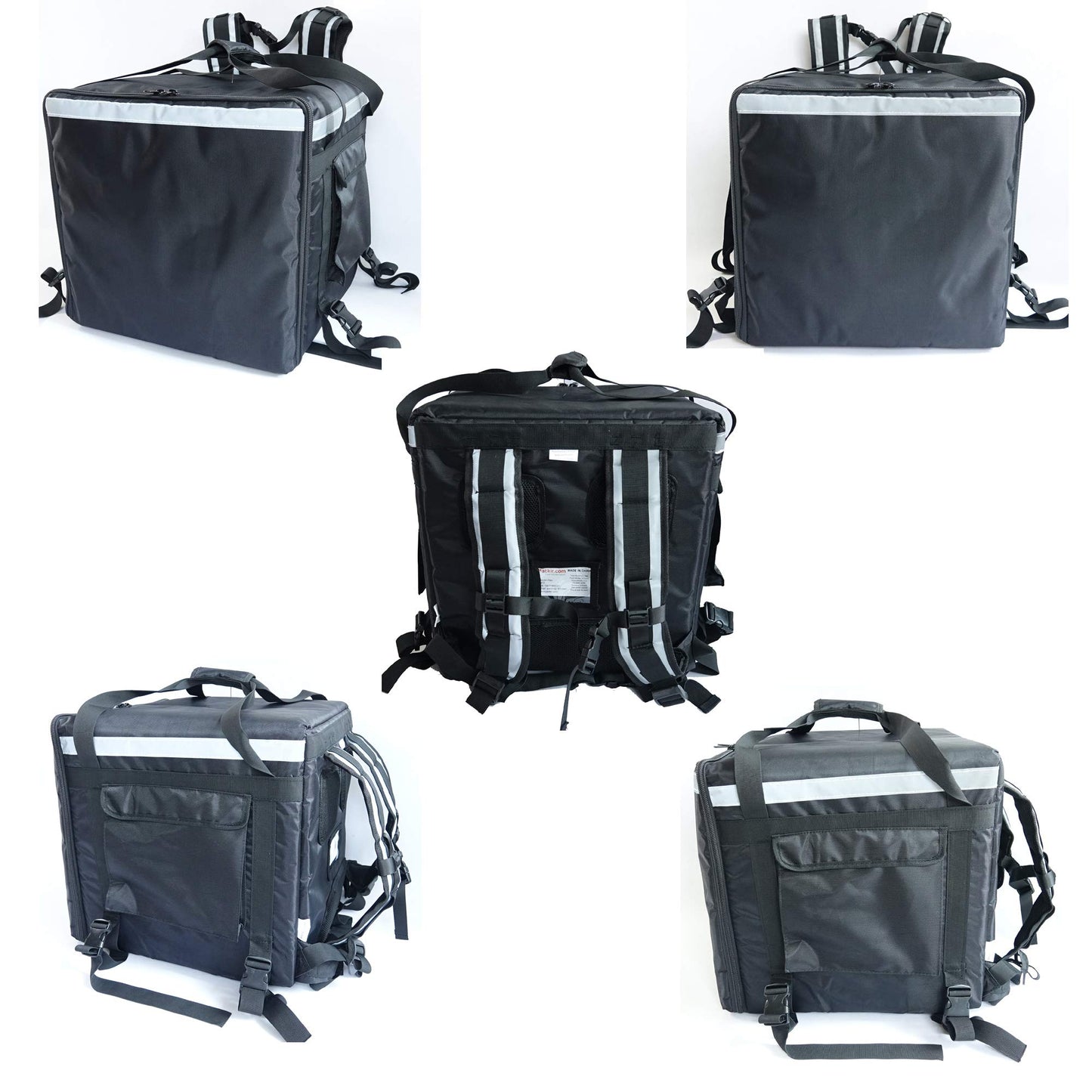 Insulated Pizza Delivery Bag with Cup Holder Thermal Food Delivery Bag 16x16x16 Inch Side Loading Waterproof Scooter Bike Carrier Box