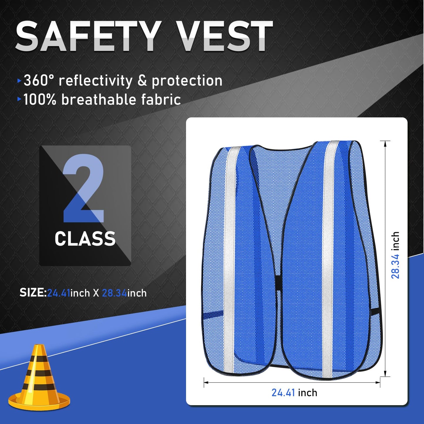 High Visibility Reflective Safety Vest Neon Mesh Adjustable Universal Size Construction Work Safety Vest Unisex Lightweight Breathable Safety Gear