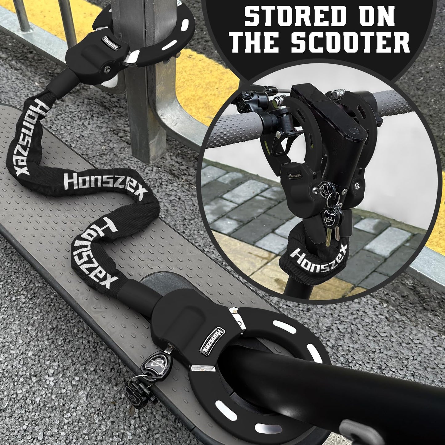 Heavy Duty Anti Theft Handcuff Chain Lock Waterproof Security Lock with Key for Electric Scooter Bike E Bike Motorcycle