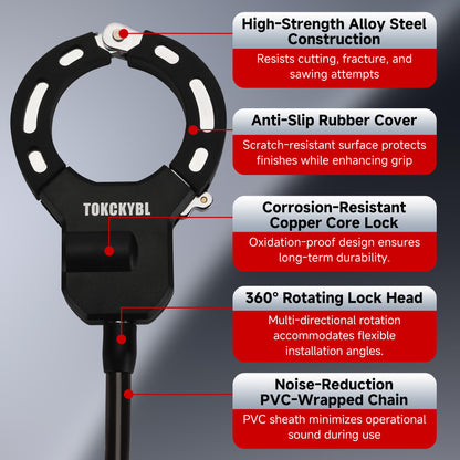 Heavy Duty Anti Theft Chain Lock 8mm Weatherproof Security Lock with Keys Scooter Bike Motorcycle Portable Security Lock