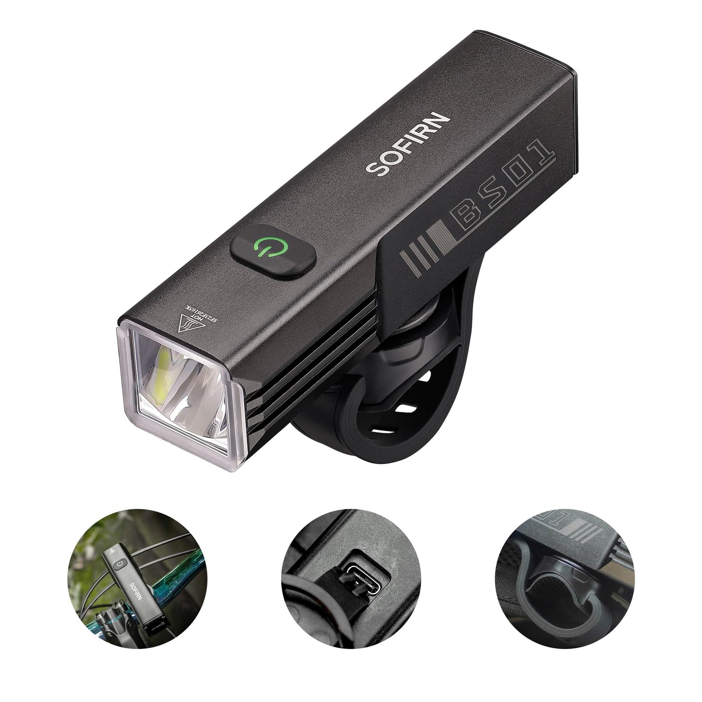 USB Rechargeable Bike Headlight Super Bright Night Riding IP65 Waterproof Quick Release Mount Compact Urban MTB Light