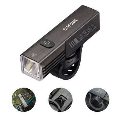 USB Rechargeable Bike Headlight Super Bright Night Riding IP65 Waterproof Quick Release Mount Compact Urban MTB Light