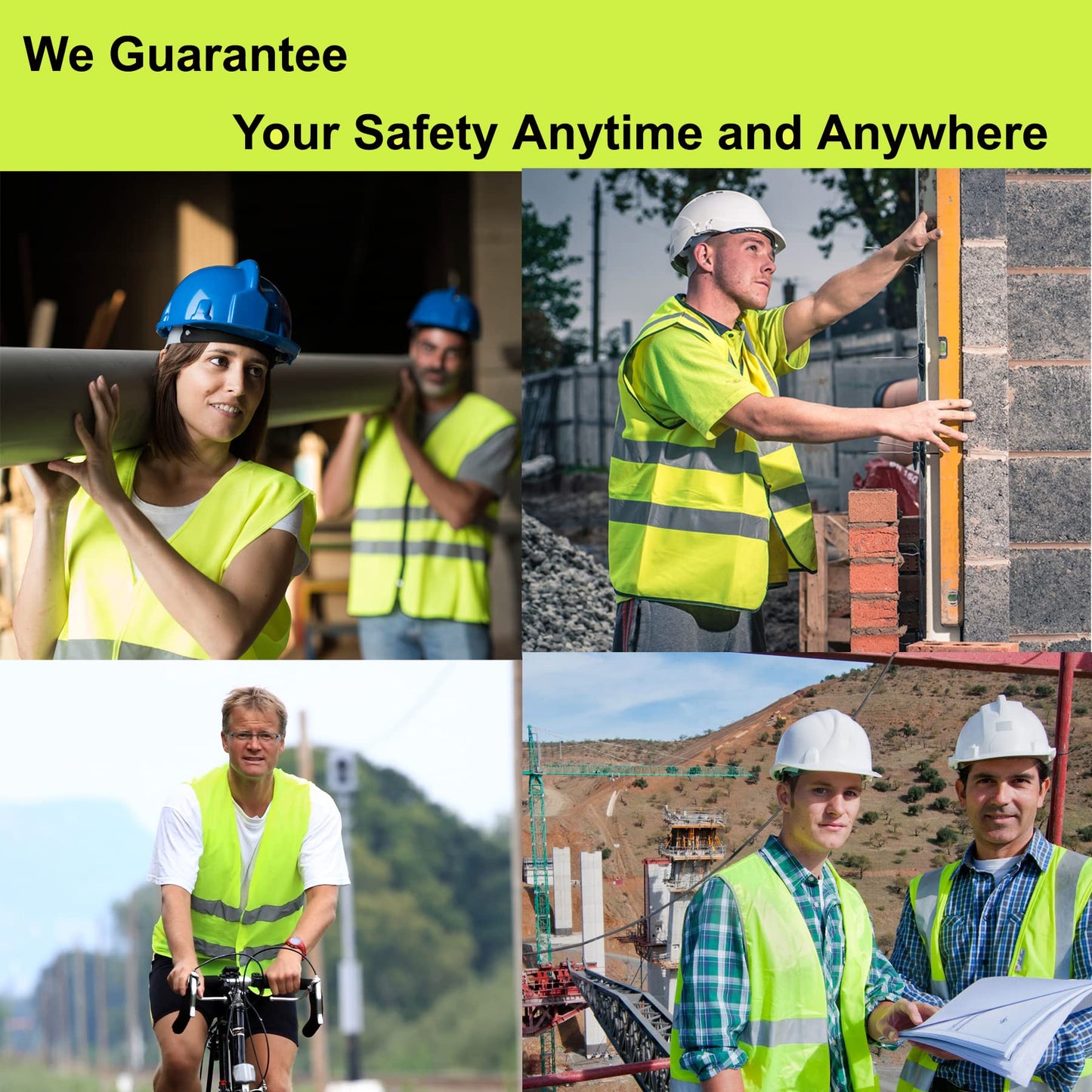 High Visibility Reflective Safety Vest Bulk Pack Class 2 Yellow Construction Work Vest Unisex Lightweight Durable Workwear