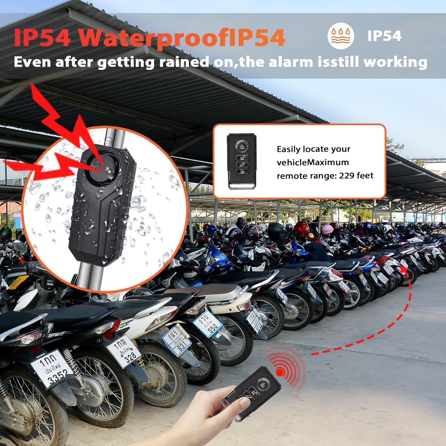 Heavy Duty Anti Theft Bike Chain Lock with Alarm Waterproof Security Lock for E Scooter Bicycle Motorcycle 37 Inch Portable Lock Bag