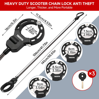 Heavy Duty Anti Theft Chain Lock 8mm Weatherproof Security Lock with Keys Scooter Bike Motorcycle Portable Security Lock