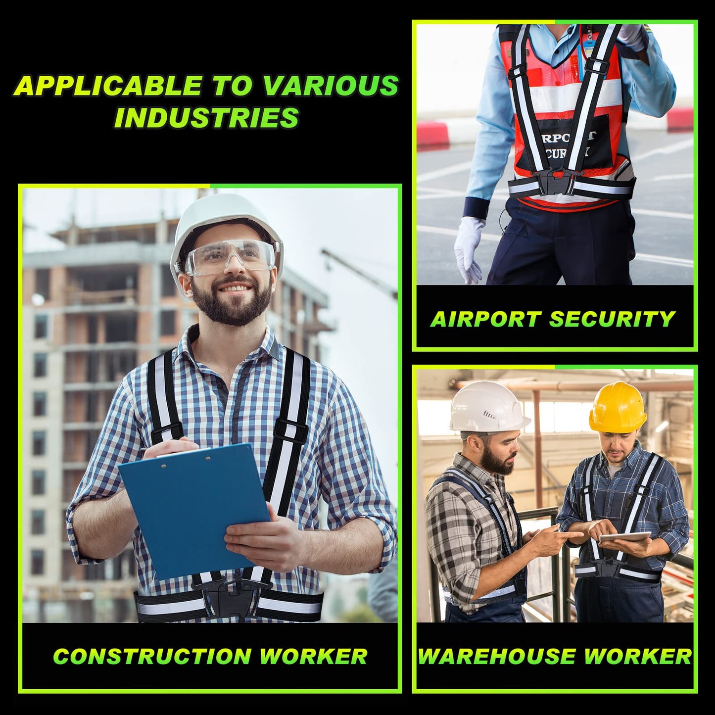 High Visibility Reflective Safety Vest Adjustable Lightweight Reflector Straps Construction Running Safety Gear Unisex Vest