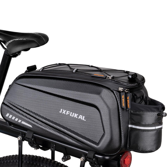 Waterproof Bike Rear Rack Bag Hard Shell Expandable Bicycle Trunk Pannier with Rain Cover Shoulder Strap Reflective Commuter Storage Bag