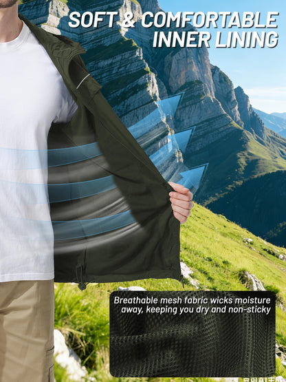 Men’s Waterproof Lightweight Packable Rain Jacket Hooded Windbreaker Cycling Running Outdoor Gear Reflective Shell Coat